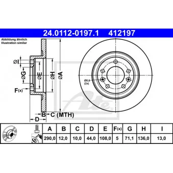 Jeu de 2 disques de frein arrière ATE 24.0112-0197.1
