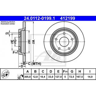 Jeu de 2 disques de frein arrière ATE 24.0112-0199.1