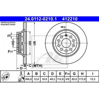 Jeu de 2 disques de frein arrière ATE 24.0112-0210.1