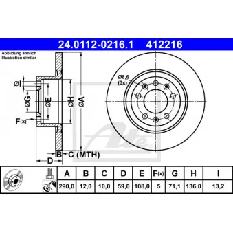 Jeu de 2 disques de frein arrière ATE 24.0112-0216.1