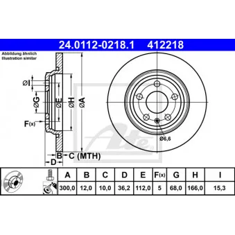 Jeu de 2 disques de frein arrière ATE 24.0112-0218.1