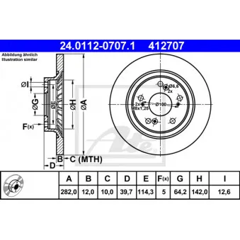 Jeu de 2 disques de frein arrière ATE 24.0112-0707.1