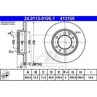 Jeu de 2 disques de frein avant ATE 24.0113-0105.1