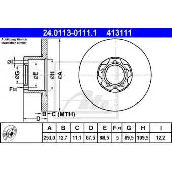 Jeu de 2 disques de frein avant ATE 24.0113-0111.1