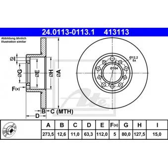 Jeu de 2 disques de frein avant ATE 24.0113-0113.1