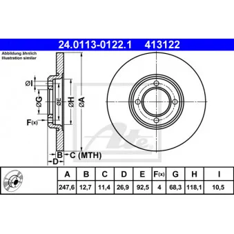 Jeu de 2 disques de frein avant ATE 24.0113-0122.1