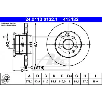 Jeu de 2 disques de frein avant ATE 24.0113-0132.1