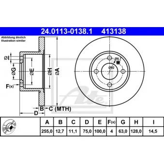 Jeu de 2 disques de frein avant ATE 24.0113-0138.1