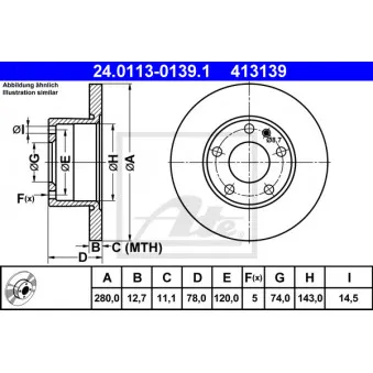 Jeu de 2 disques de frein avant ATE 24.0113-0139.1