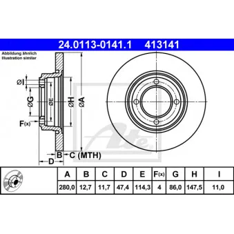 Jeu de 2 disques de frein avant ATE 24.0113-0141.1