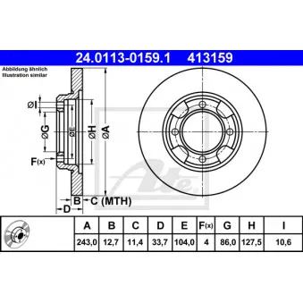 Jeu de 2 disques de frein avant ATE 24.0113-0159.1