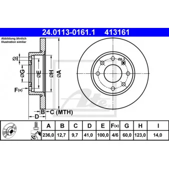 Jeu de 2 disques de frein avant ATE 24.0113-0161.1