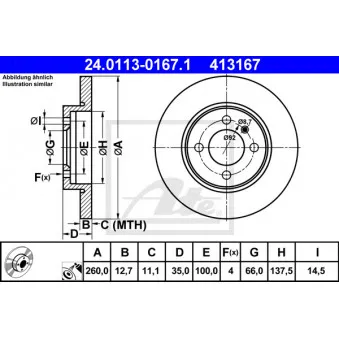 Jeu de 2 disques de frein avant ATE 24.0113-0167.1