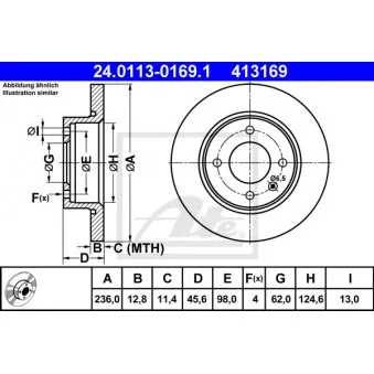 Jeu de 2 disques de frein avant ATE 24.0113-0169.1
