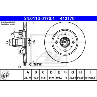 Jeu de 2 disques de frein avant ATE 24.0113-0170.1