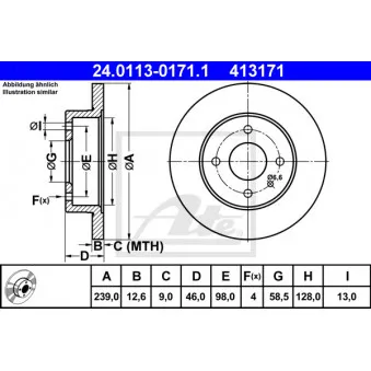 Jeu de 2 disques de frein avant ATE 24.0113-0171.1