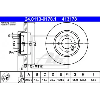 Jeu de 2 disques de frein avant ATE 24.0113-0178.1