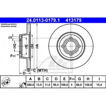 Jeu de 2 disques de frein avant ATE 24.0113-0179.1