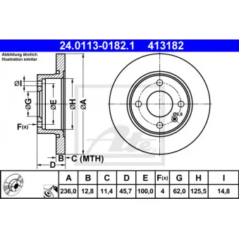 Jeu de 2 disques de frein avant ATE 24.0113-0182.1