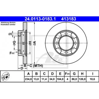 Jeu de 2 disques de frein avant ATE 24.0113-0183.1