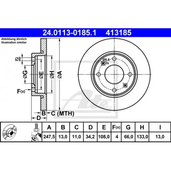 Jeu de 2 disques de frein avant ATE 24.0113-0185.1