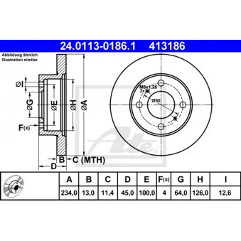 Jeu de 2 disques de frein avant ATE 24.0113-0186.1