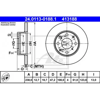 Jeu de 2 disques de frein avant ATE 24.0113-0188.1