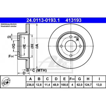 Jeu de 2 disques de frein avant ATE 24.0113-0193.1