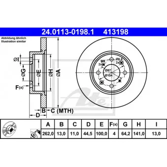 Jeu de 2 disques de frein avant ATE 24.0113-0198.1