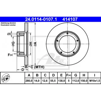 Jeu de 2 disques de frein avant ATE 24.0114-0107.1