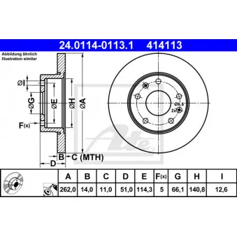 Jeu de 2 disques de frein avant ATE 24.0114-0113.1