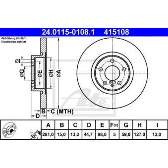 Jeu de 2 disques de frein avant ATE 24.0115-0108.1