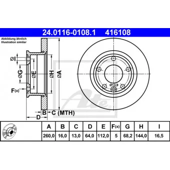 Jeu de 2 disques de frein avant ATE 24.0116-0108.1