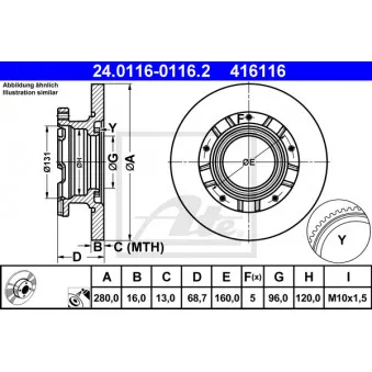 Jeu de 2 disques de frein arrière ATE 24.0116-0116.2