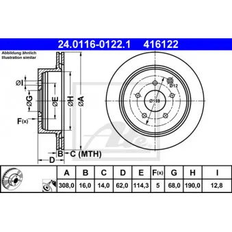 Jeu de 2 disques de frein arrière ATE 24.0116-0122.1