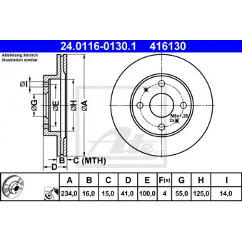 Jeu de 2 disques de frein avant ATE 24.0116-0130.1