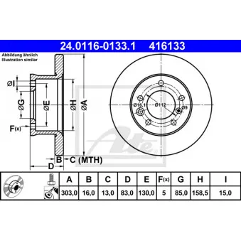 Jeu de 2 disques de frein avant ATE 24.0116-0133.1