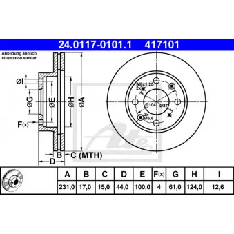Jeu de 2 disques de frein avant ATE 24.0117-0101.1