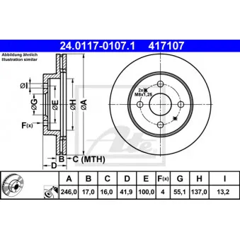 Jeu de 2 disques de frein avant ATE 24.0117-0107.1