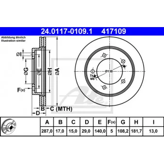 Jeu de 2 disques de frein avant ATE 24.0117-0109.1
