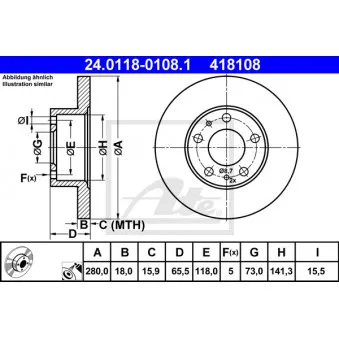 Jeu de 2 disques de frein avant ATE 24.0118-0108.1