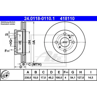 Jeu de 2 disques de frein avant ATE 24.0118-0110.1