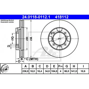 Jeu de 2 disques de frein avant ATE 24.0118-0112.1
