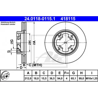 Jeu de 2 disques de frein avant ATE 24.0118-0115.1