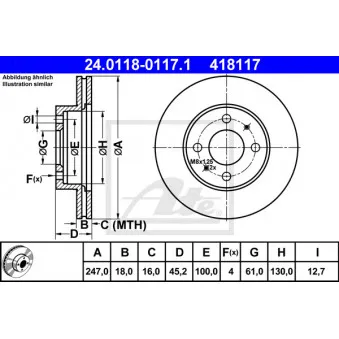 Jeu de 2 disques de frein avant ATE 24.0118-0117.1
