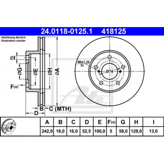 Jeu de 2 disques de frein avant ATE 24.0118-0125.1