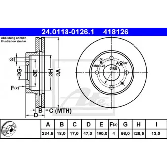Jeu de 2 disques de frein avant ATE 24.0118-0126.1