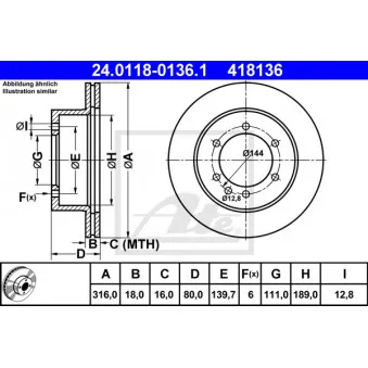 Jeu de 2 disques de frein arrière ATE 24.0118-0136.1
