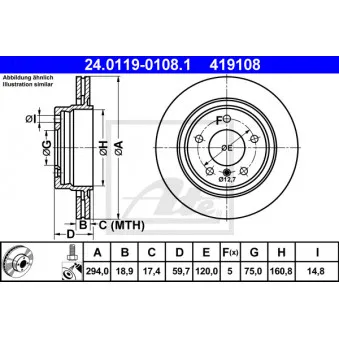 Jeu de 2 disques de frein arrière ATE 24.0119-0108.1
