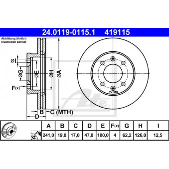 Jeu de 2 disques de frein avant ATE 24.0119-0115.1